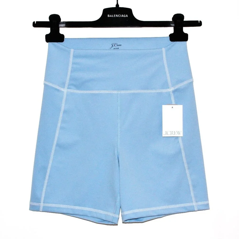 J. Crew CloudStretch High-Rise Bike Shorts in Blue Mist